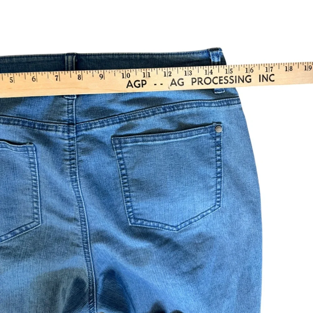 Chico’s Girlfriend Slim Ankle Jeans Frayed Hem Raw Hem Stretch 0.5 Boho Y2K